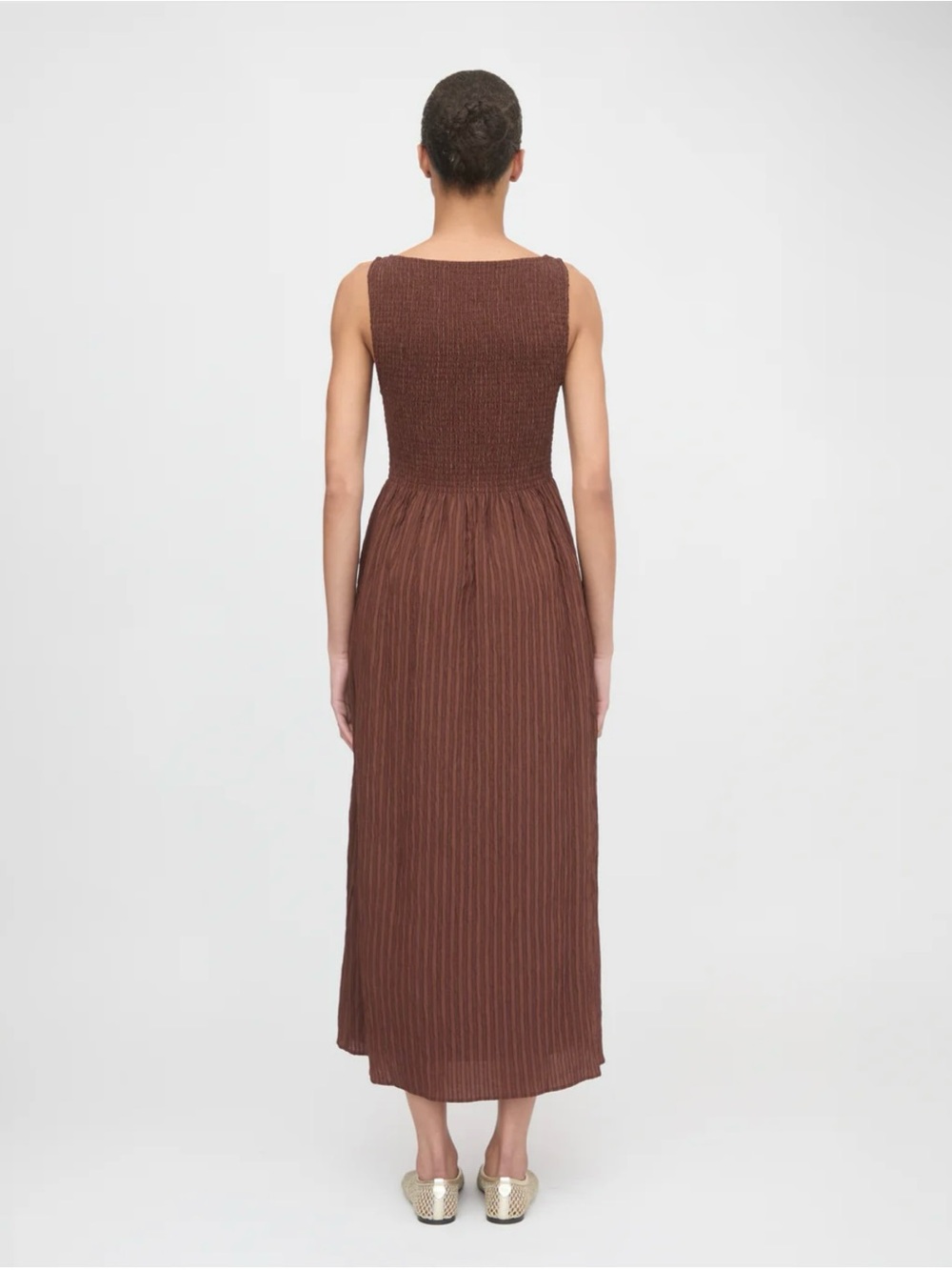 NWT Hill House Cosima Nap Dress Chocolate Tonal Seersucker Smocked Size XL - Picture 9 of 9